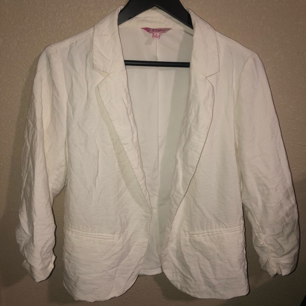 Candies White Linen Blazer